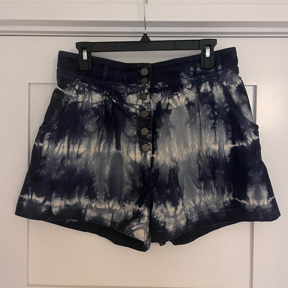 Ulla Johnson Ares Indigo Tie Dye High Waisted Jean Shorts Sz 10 - Picture 4 of 8